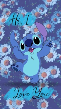 Stitch Among Flowers: Hi, I Love You