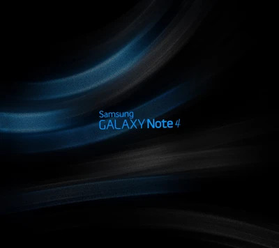 Logotipo do Samsung Galaxy Note 4 com ondas azuis dinâmicas em fundo preto