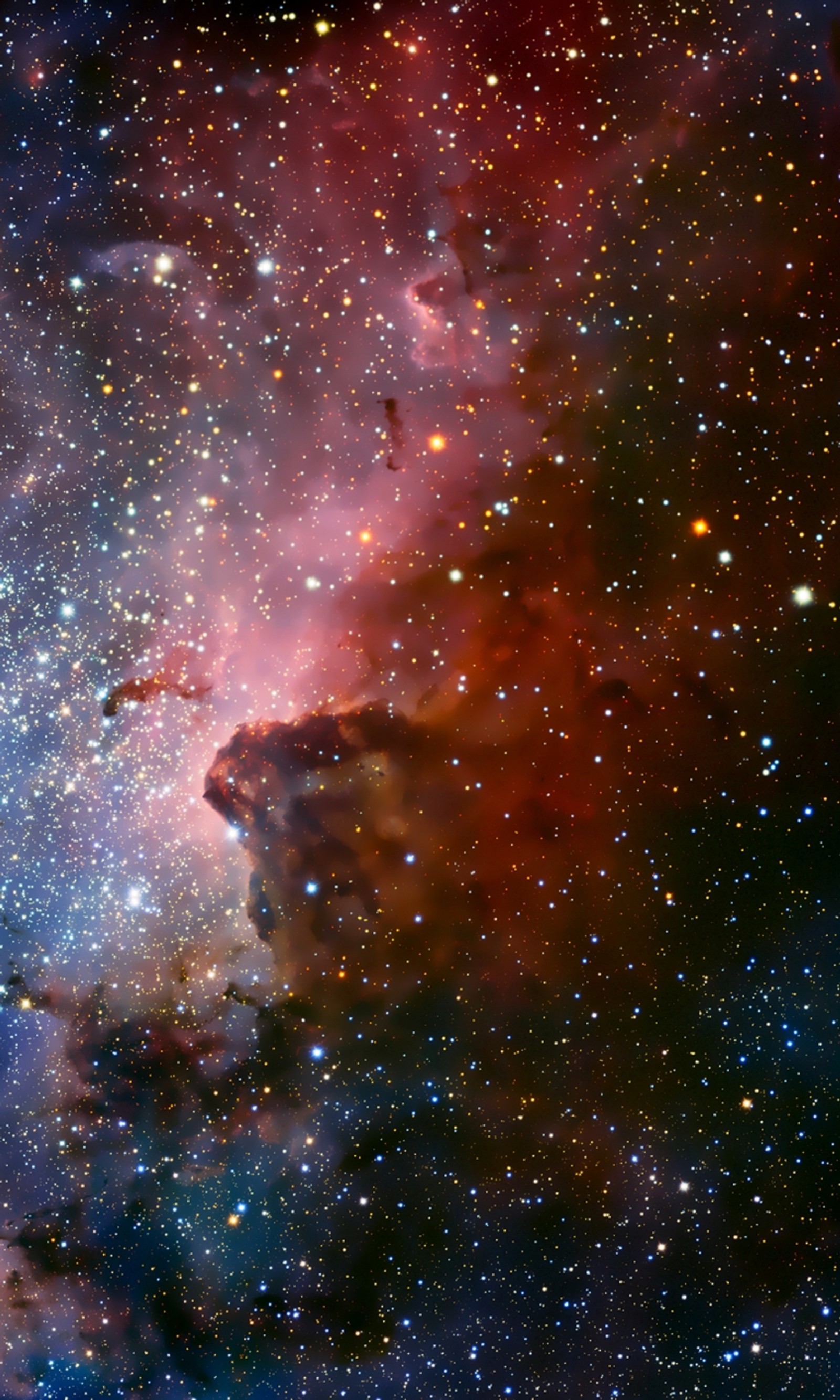 Imagen borrosa de un cielo lleno de estrellas con una nube (carina, nebulosa, espacio, estrellas)