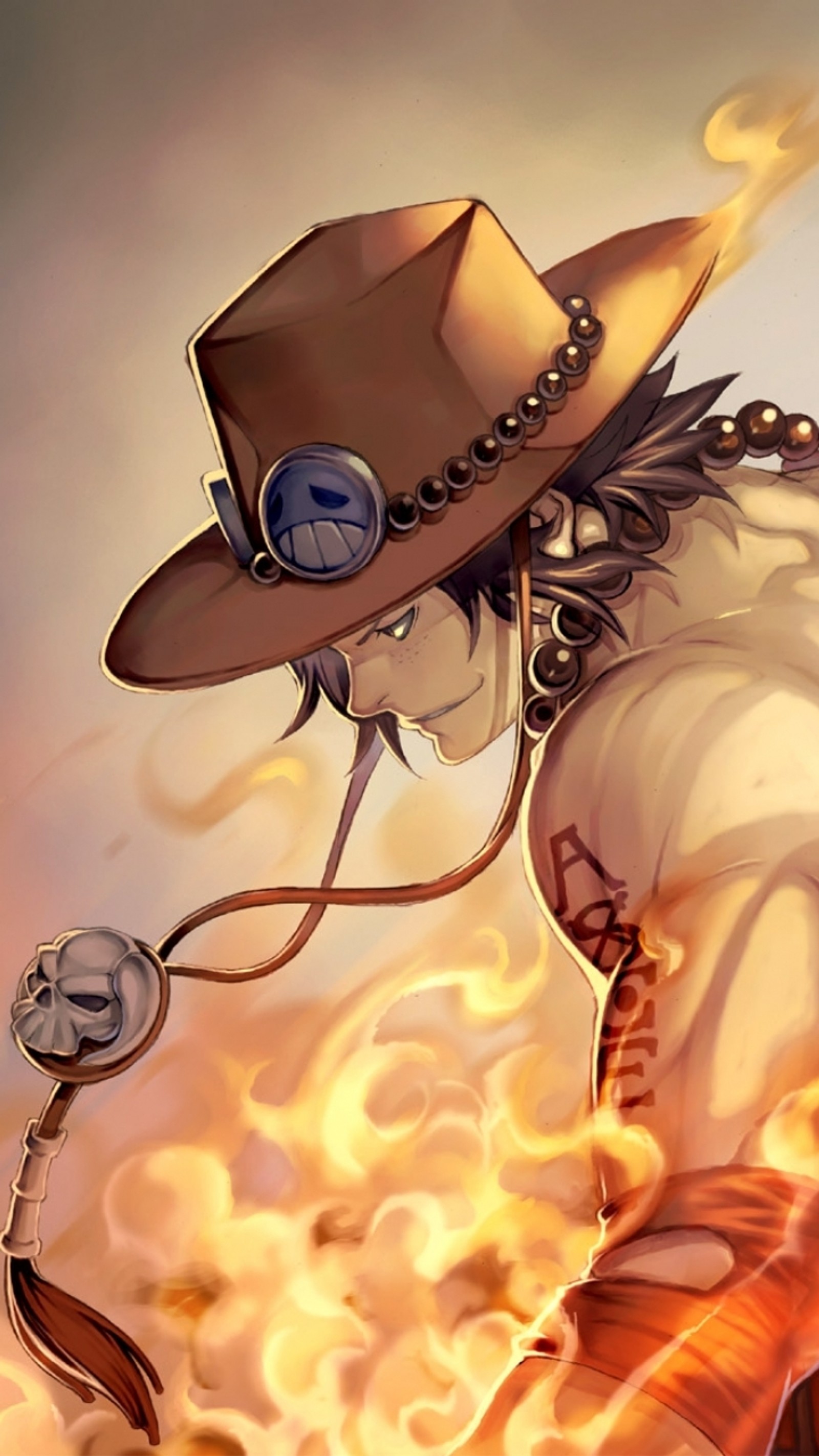 Vaquero de anime con un sombrero y un reloj en el brazo (anime, one piece)