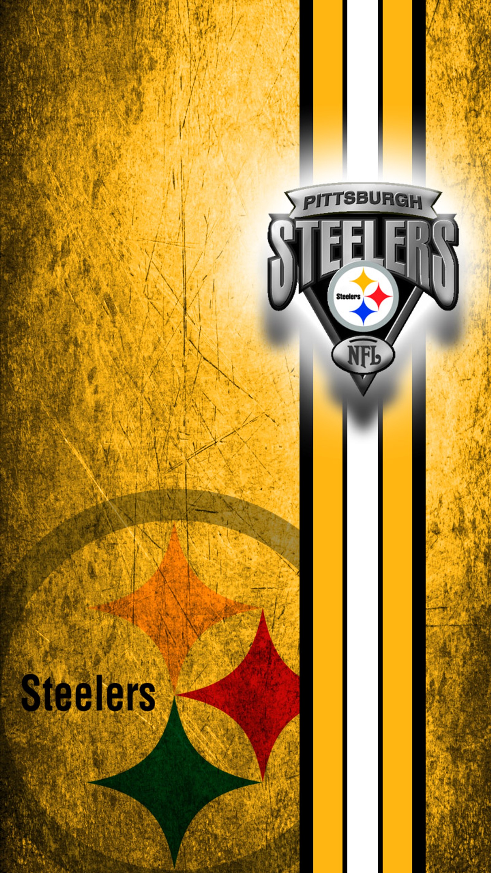 Logotipo del equipo de fútbol pittsburgh steelers sobre un fondo amarillo y negro (fútbol, pittsburgh, scroggins, steelers, amarillo)