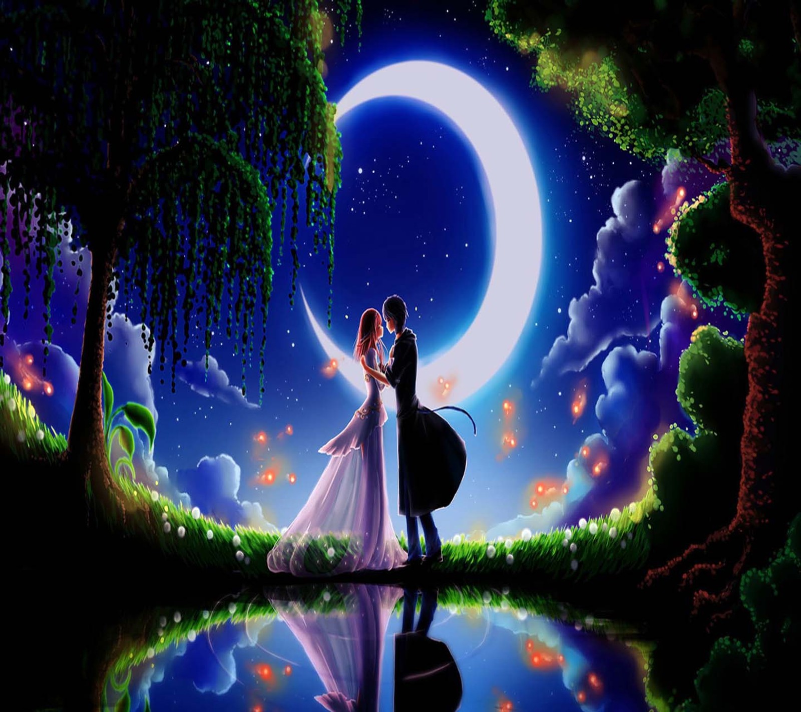 Lade 1440x1280, moonlight kiss, shankar gurjar, valentinstag Hintergrund herunter