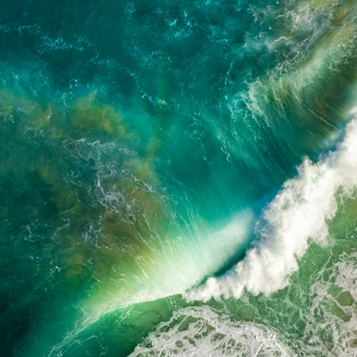 Olas del Océano HD en Verdes Tranquilos - Fondo de Pantalla iOS 2016