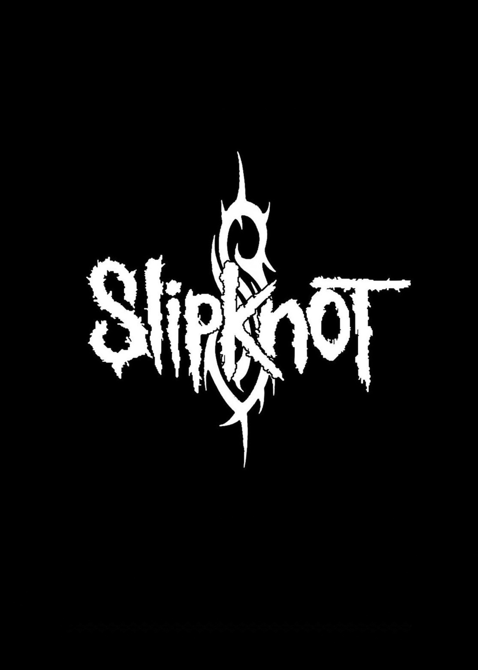 A black and white logo with the word slipknott (metal, music, slipknot, symbol)