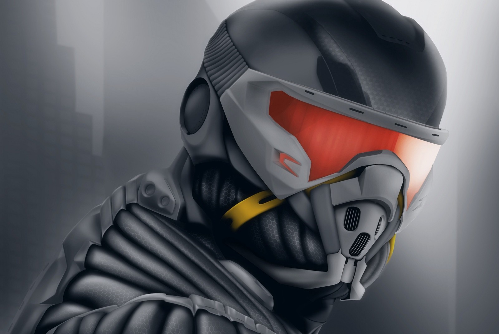 Um close-up de uma pessoa usando um capacete e um capacete (crysis, jogo)