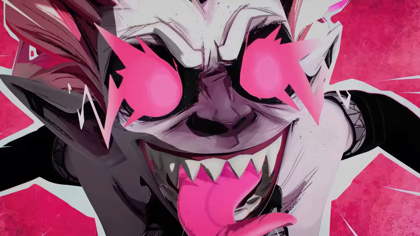 Anime character with pink eyes and a pink nose and mouth (briar, league of legends, lol, video game, game)