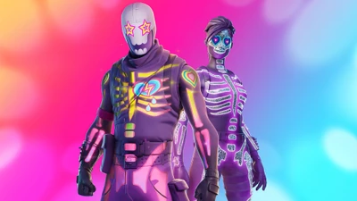 Neon Party Trooper und Funkelnder Schädel: Fortnite Battle Royale Outfits