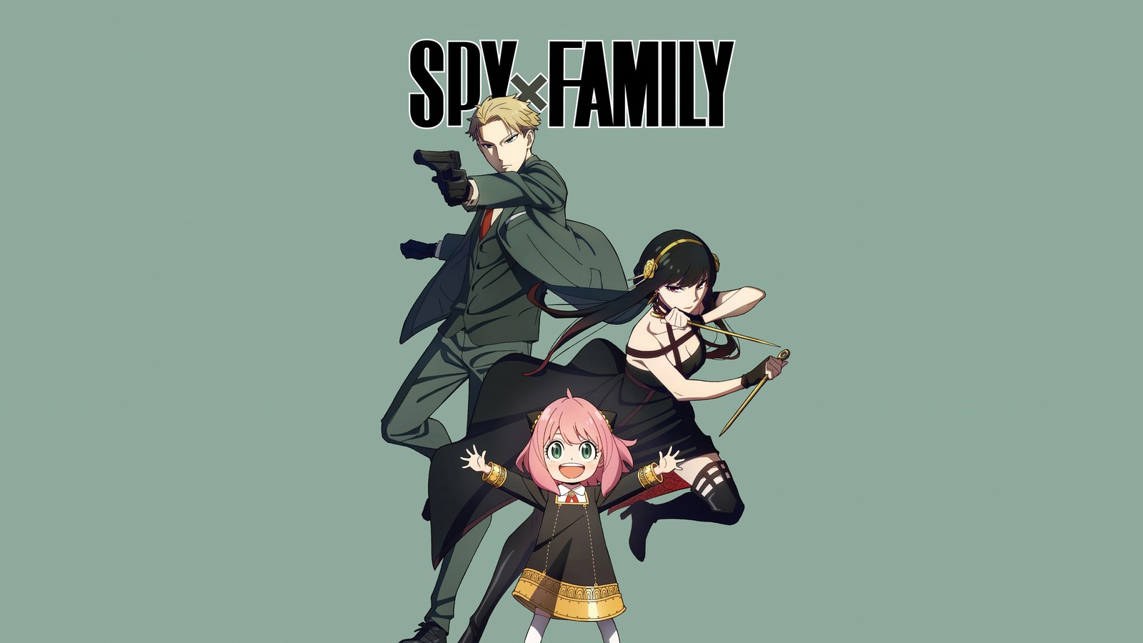 Una pareja de personajes de anime de pie uno al lado del otro (spy x family, anime, anya forger, loid forger, yor forger)