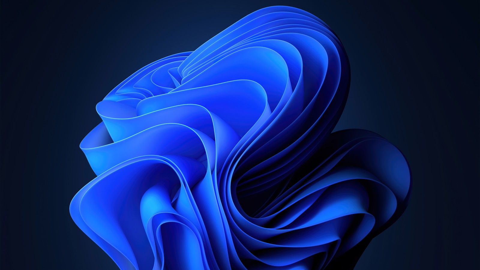 Close-up de uma escultura abstrata azul em um fundo preto (microsoft, windows 11, abstrato, escuro, fundo)