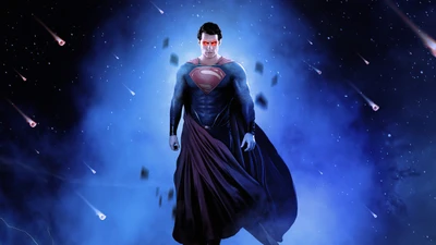 Superhero in Cosmic Darkness: A Digital Art Illustration