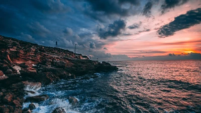 seascape, bay, sunset, sea, nature