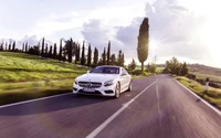 Mercedes-Benz élégant lors d'un road trip pittoresque