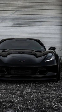 noir, voiture, corvette