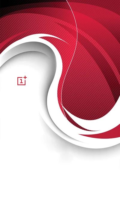 Dynamic red and white abstract design featuring sleek curves and a modern aesthetic, ideal for OnePlus HD wallpaper.