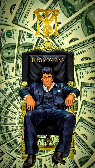 al pacino, benjamins, logotipo, scarface, trono