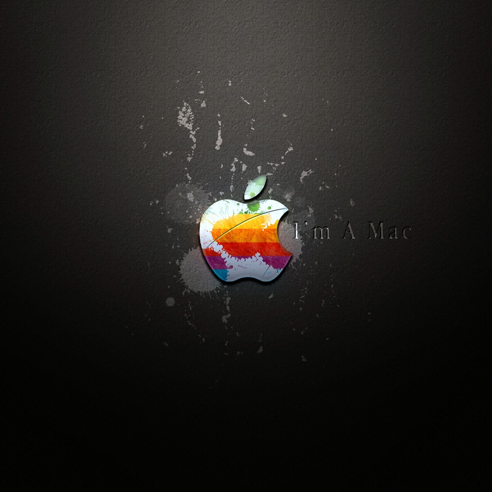 An apple logo with a splash of paint on it (bc, hm)