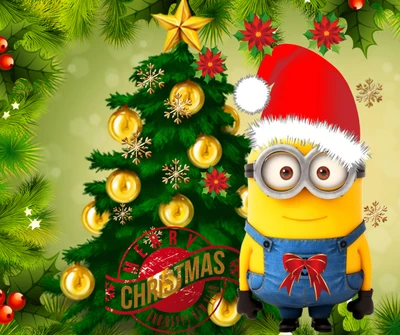 cartoon, joyeux noël, minions de noël, père noël, noël