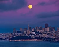 bay, clouds, dark, moon, night