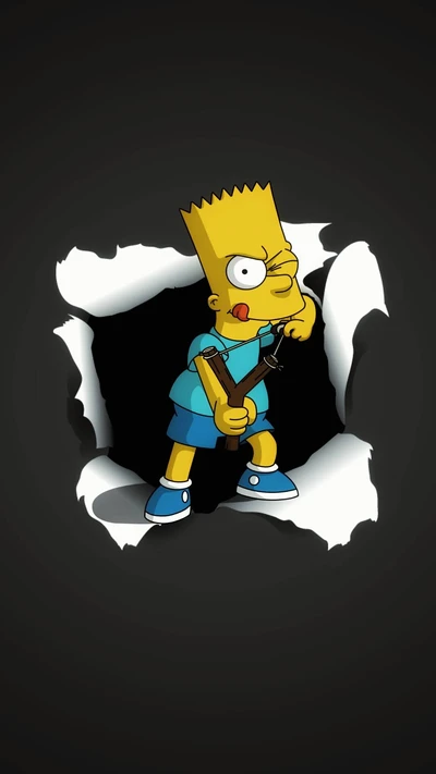 Dessins animés de Bart Simpson perçant avec un pistolet jouet