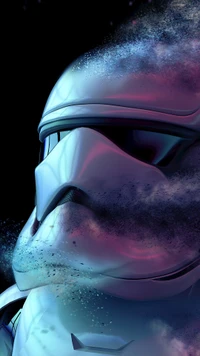 Arte digital de un stormtrooper en entornos cósmicos