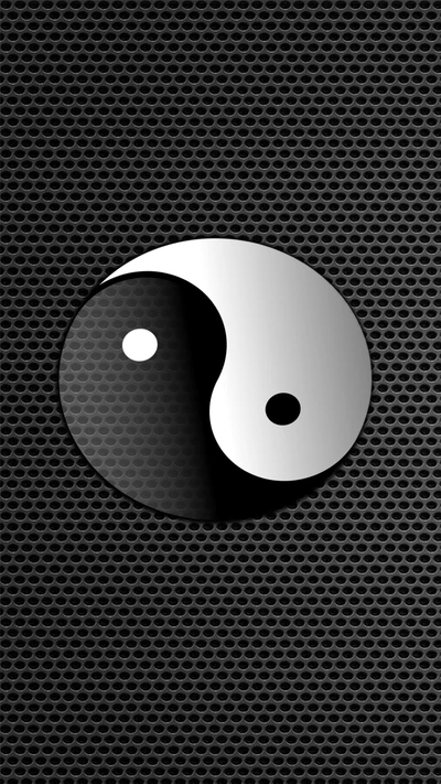 Yin Yang-Symbol auf einem strukturierten schwarzen Hintergrund