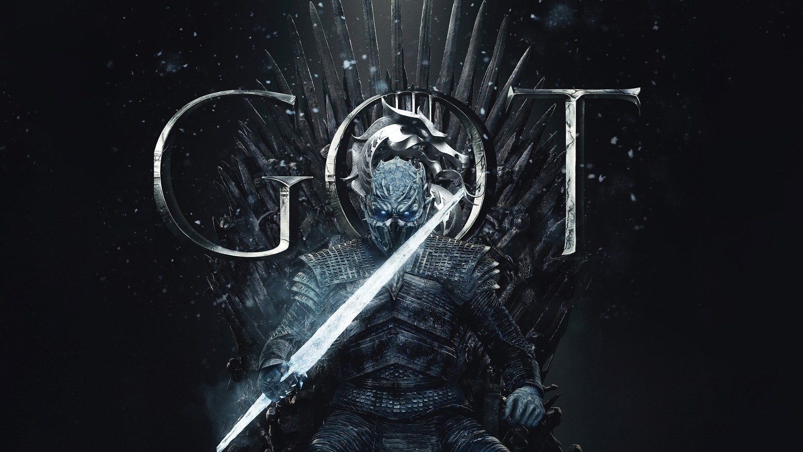 A poster for the hbo series game of thrones (mortal kombat, sub zero, darkness, space, electric blue)