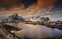 lofoten, fjord, mountainous landforms, mountain, mountain range wallpaper