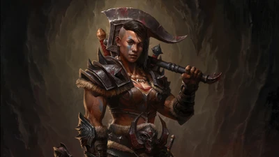 bárbaro, feminino, diablo immortal, jogo de vídeo, jogo diabo