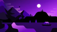 Violet Moonlit Landscape: A Serene Fusion of Nature and Art