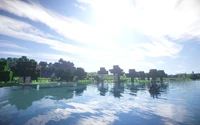 minecraft, rendering, reflection, water, nature