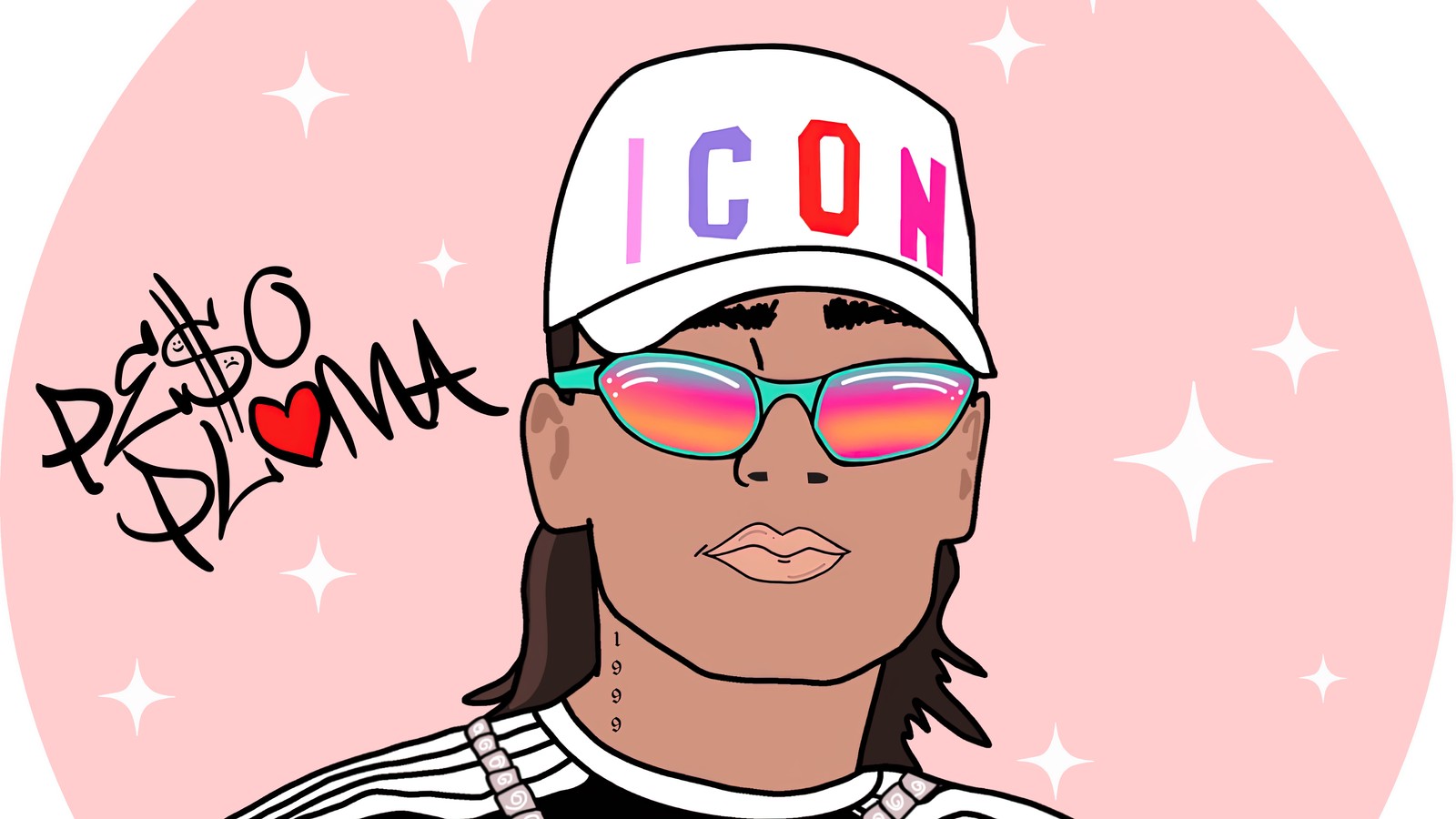 Lade peso pluma, illustration, mexikanischer sänger, rapper, 5k Hintergrund herunter