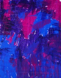 Fusion vibrante de bleu cobalt et de magenta dans l'expression abstraite