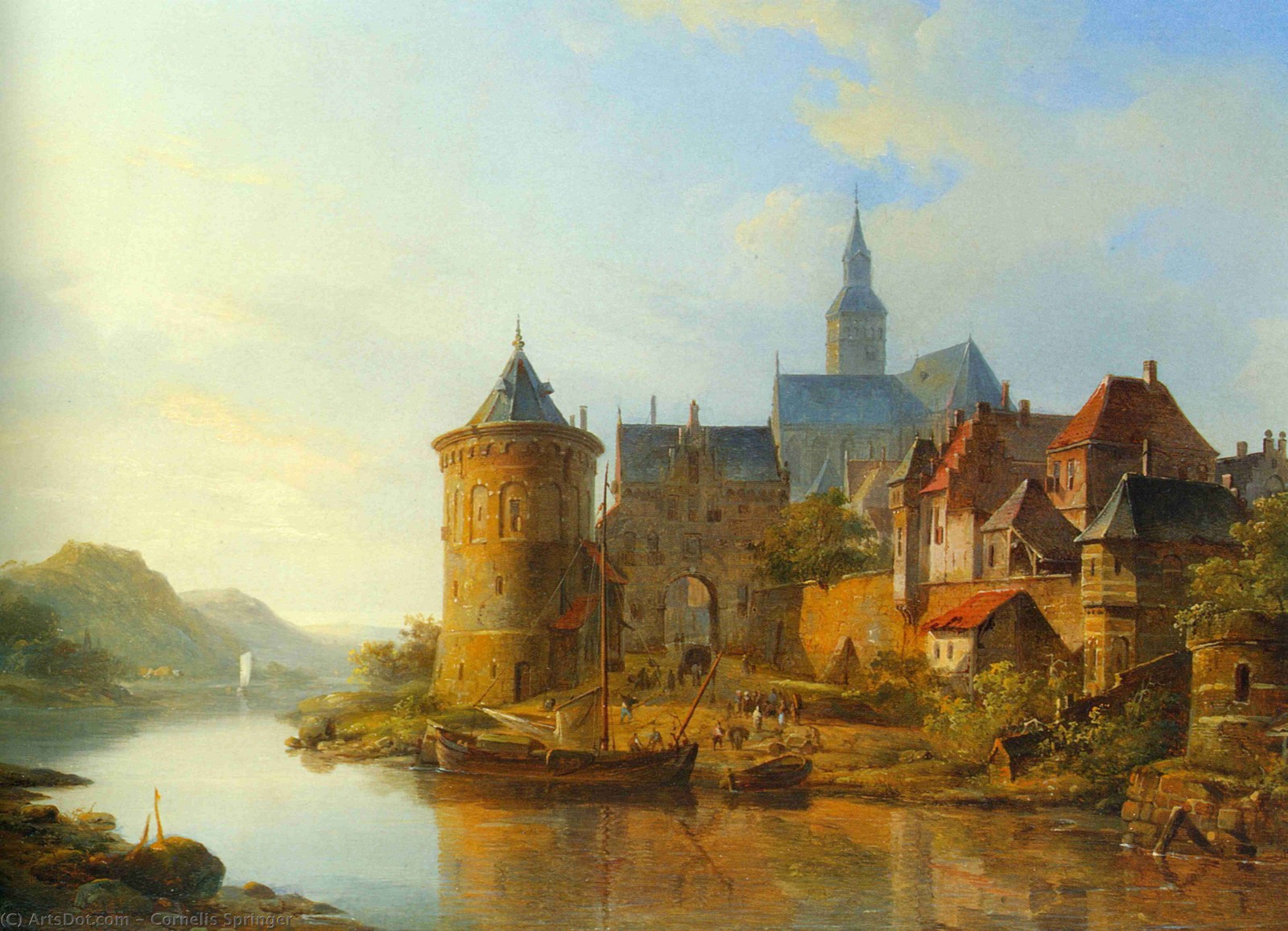 painting, watercolor paint, waterway, castle, visual arts Download Wallpaper