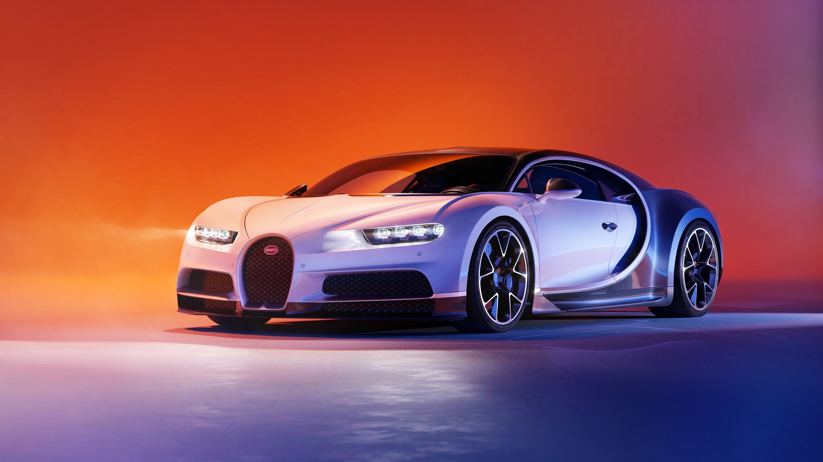 Un buggy blanco está estacionado frente a una pared roja (bugatti chiron, coches deportivos, cgi, coches, fondo de pantalla 4k)