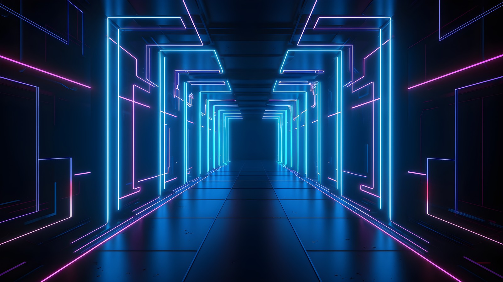 glowing, corridor, neon lights, 5k, digital art wallpaper