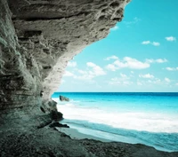 beach, cave, landscape, nature, ocean