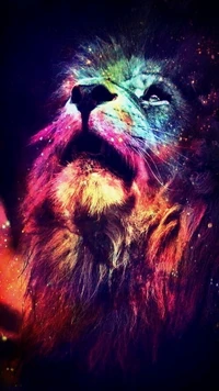 abstrait, animal, coloré, couleurs, le lion