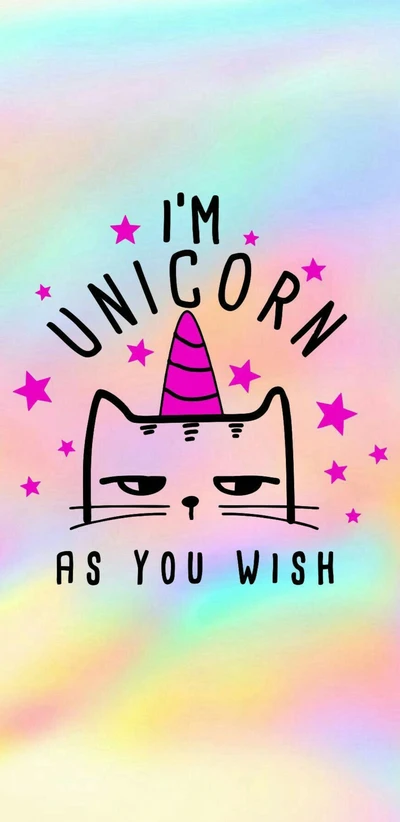 Playful Cartoon Cat Unicorn: 'I'm Unicorn As You Wish'