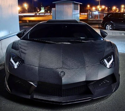 bête, noir, voiture, lamborghini aventador