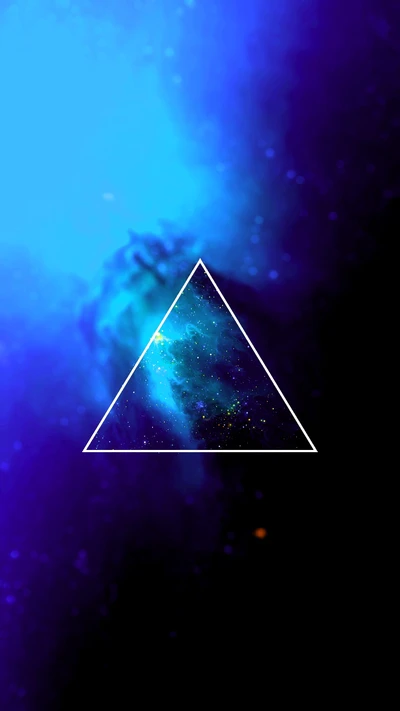 Triangular Galaxy in Vibrant Blue and Black Cosmos