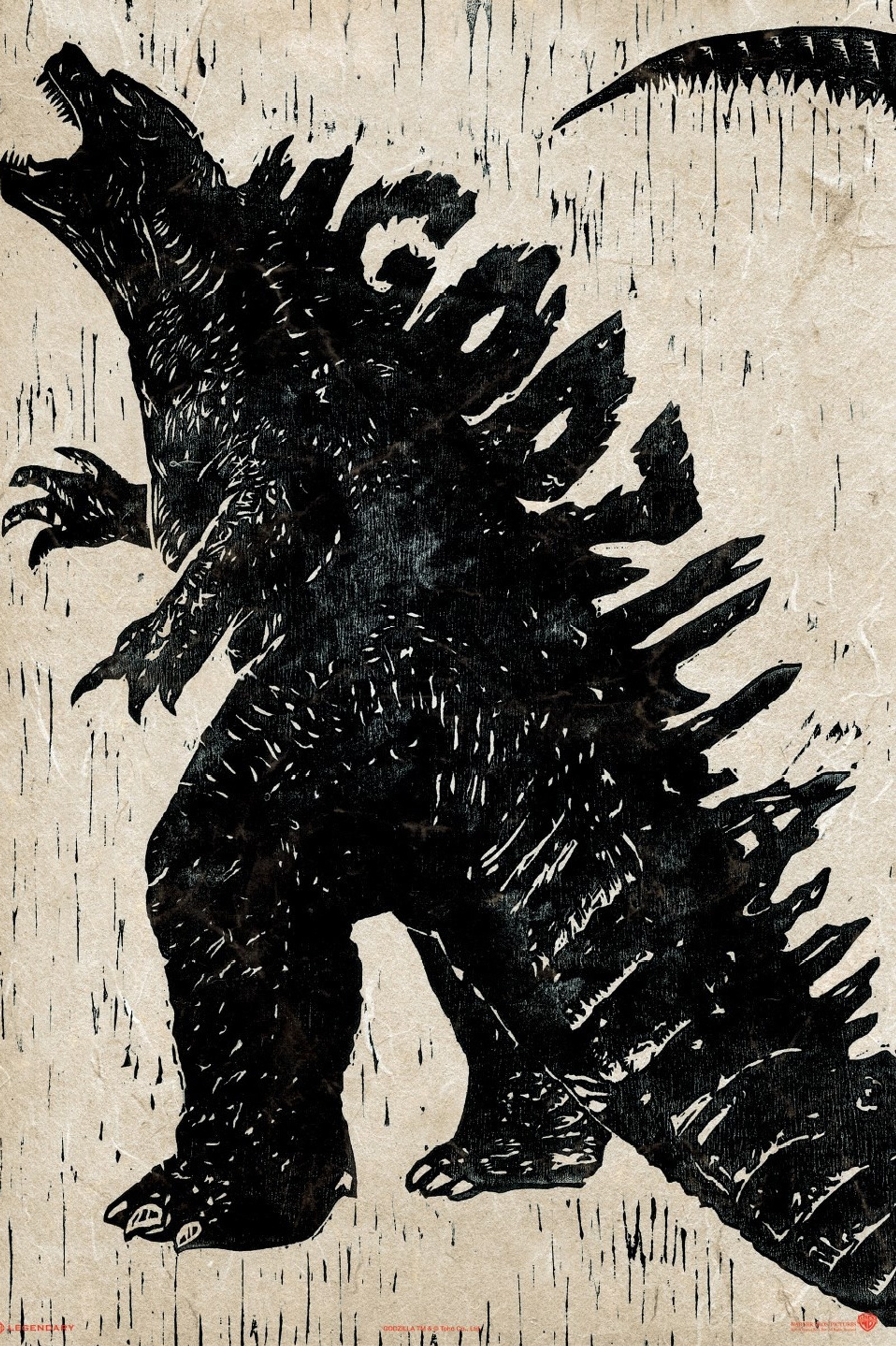 Un primer plano de un dibujo de godzilla en un pedazo de papel (godzilla, película)