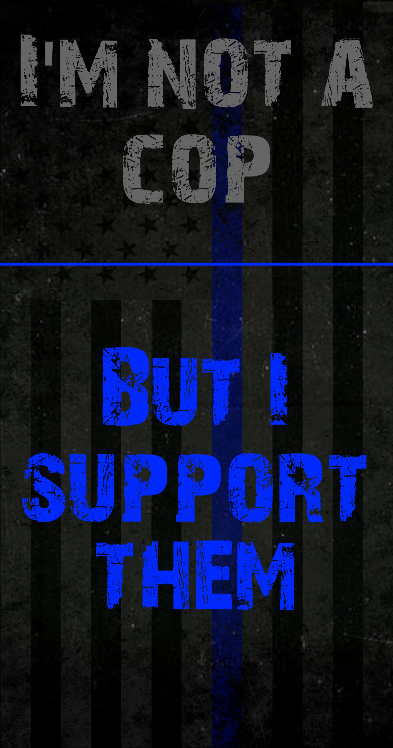 There is a poster with a blue line and a black background (america, blue thin line, police, respect)