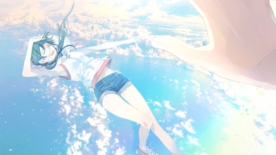 Hina Amano Voando em um céu de sonho