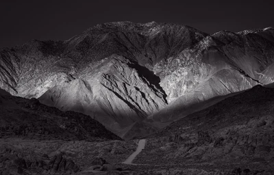 formas montañosas, negro, naturaleza, blanco, montaña