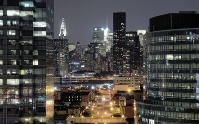 ville, zone urbaine, métropole, paysage urbain, nuit