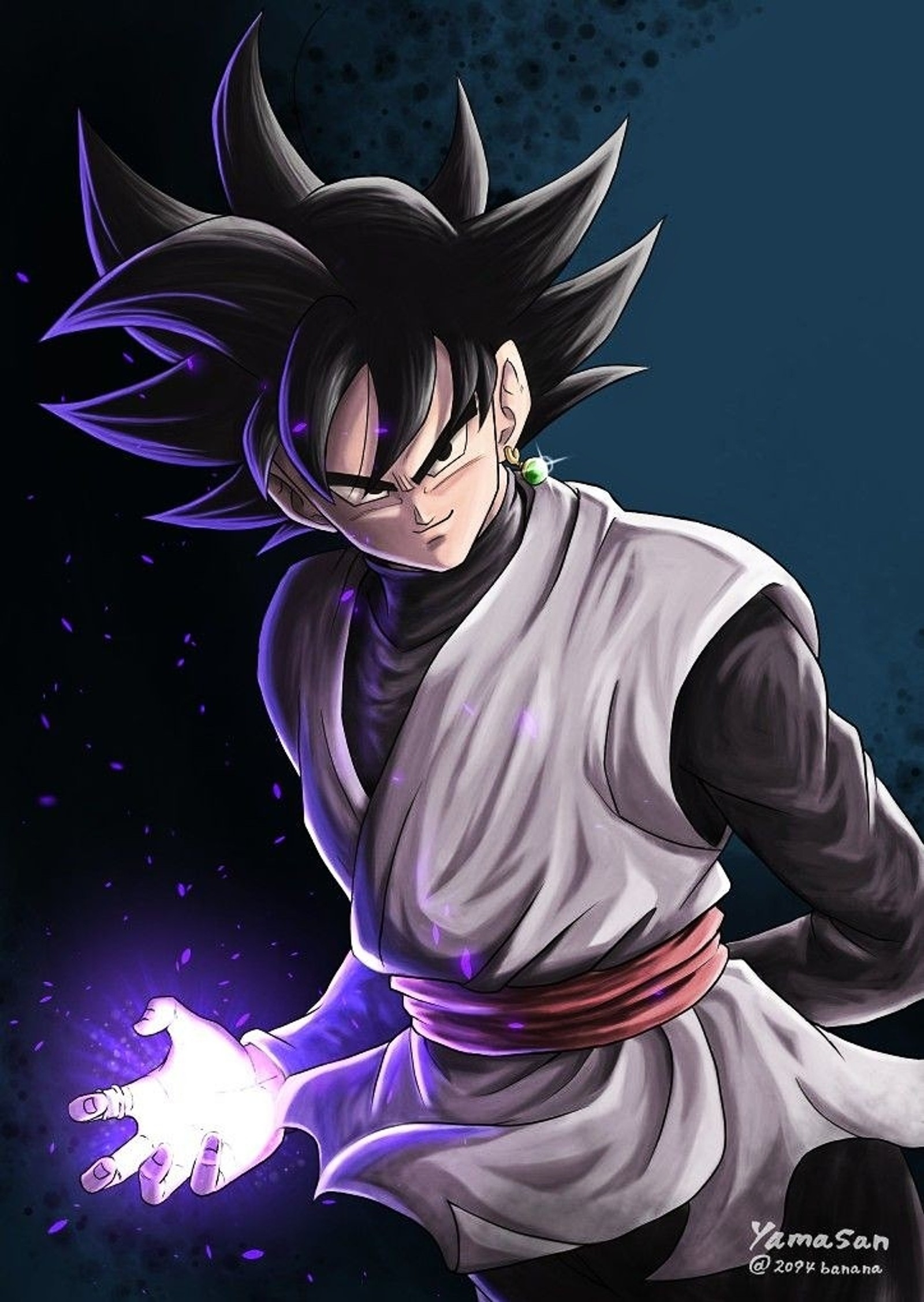 A drawing of a young goku with a glowing hand (goku, vegeta, dragon ball, drawing, saiyan)