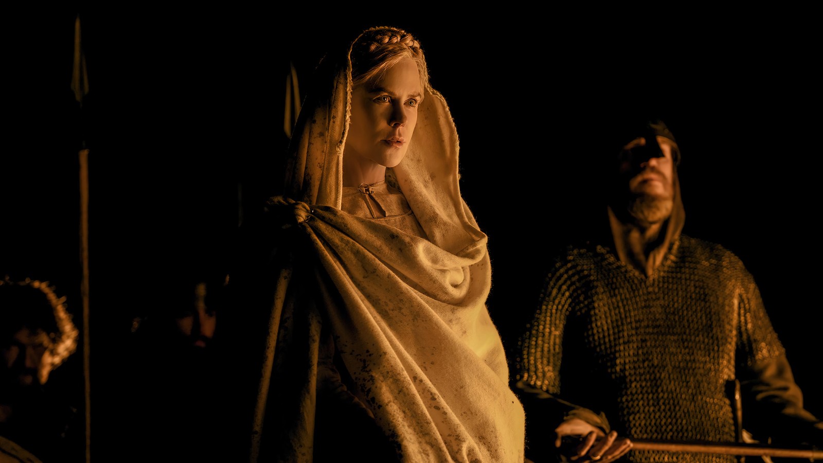 Arafed image of a woman dressed in a medieval costume and a man dressed in a medieval (the northman, movie, 2022, nicole kidman)