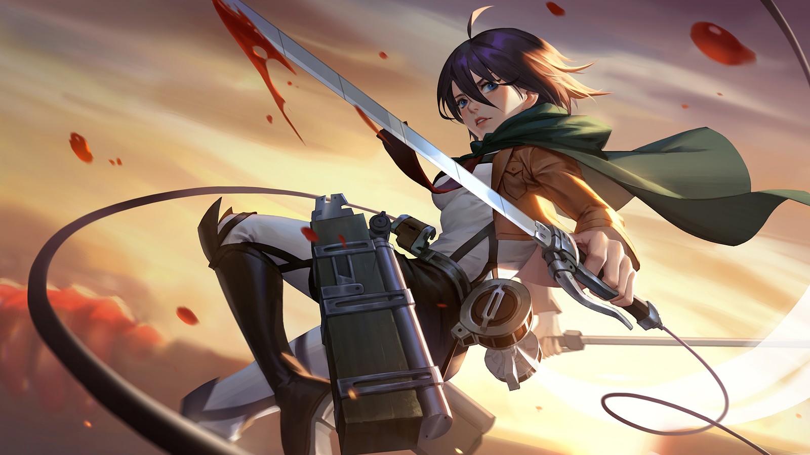 mikasa ackerman, attack on titan, shingeki no kyojin, anime wallpaper