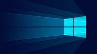 Logo minimaliste de Windows 10 sur un fond bleu