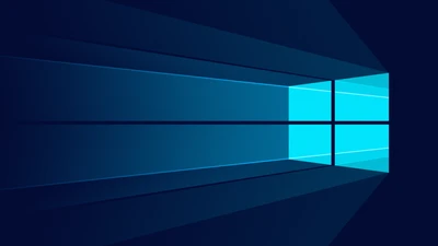 Logo minimaliste de Windows 10 sur un fond bleu